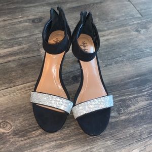 Black and Sparkly Silver Heels Size 6.5